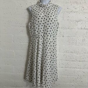 Banana Republic Womens Dress 12 Blue White Floral Midi Sleeveless Button Front